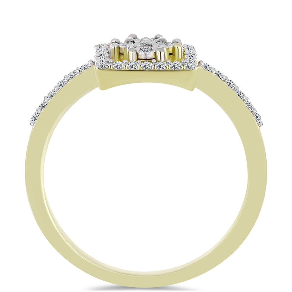 Goldplattierter Silberring mit weißem Diamant und weißem Topas 2 