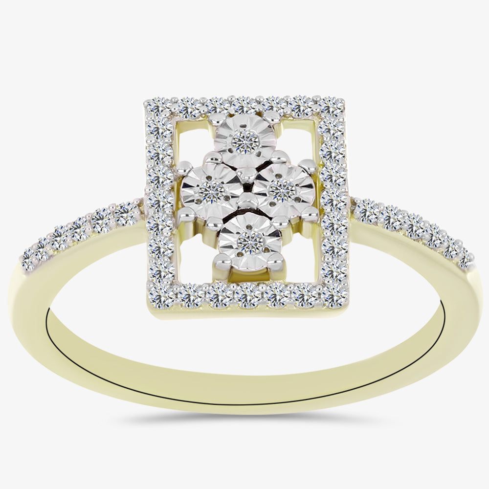 Goldplattierter Silberring mit weißem Diamant und weißem Topas 7 
