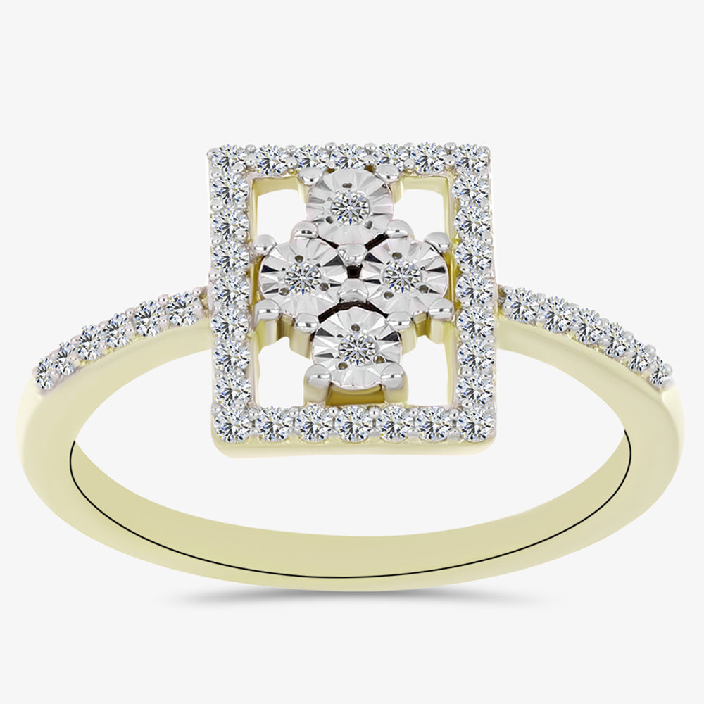 Goldplattierter Silberring mit weißem Diamant und weißem Topas