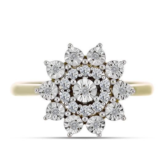Goldplattierter Silberring mit weißem Diamant und weißem Topas