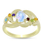 Goldplattierter Silberring mit Regenbogenmondstein und marokkanischem Amethyst