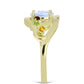 Goldplattierter Silberring mit Regenbogenmondstein und marokkanischem Amethyst