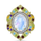 Goldplattierter Silberring mit Regenbogenmondstein und marokkanischem Amethyst