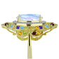Goldplattierter Silberring mit Regenbogenmondstein und marokkanischem Amethyst
