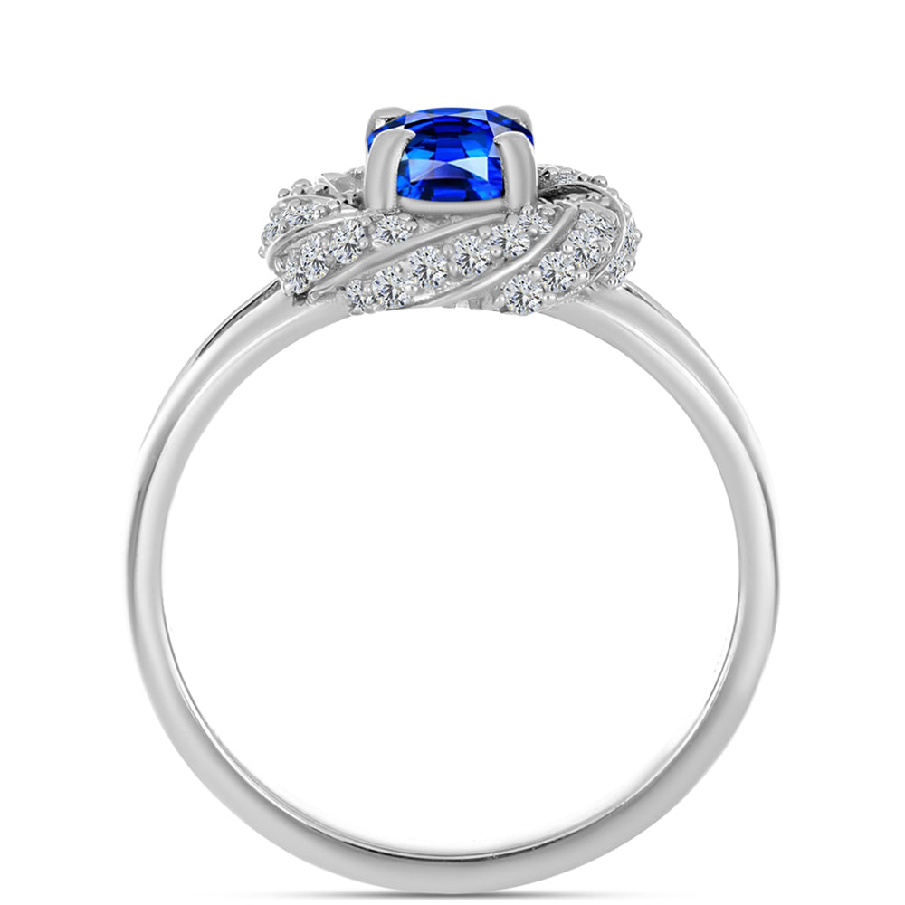 Silberring mit australischem blauem Saphir und weißem Topas