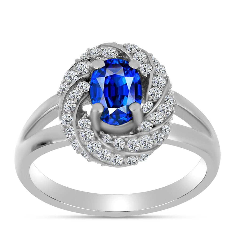 Silberring mit australischem blauem Saphir und weißem Topas 3 