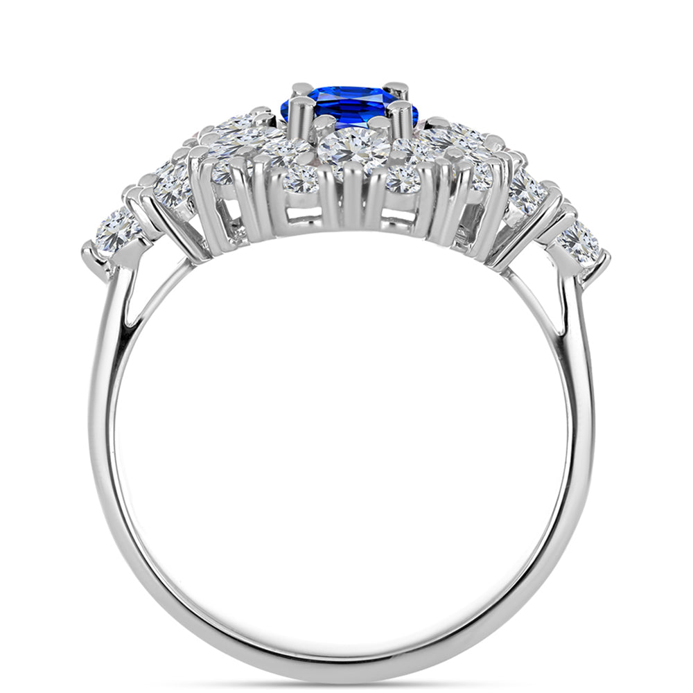 Silberring mit australischem blauem Saphir und weißem Topas 6 