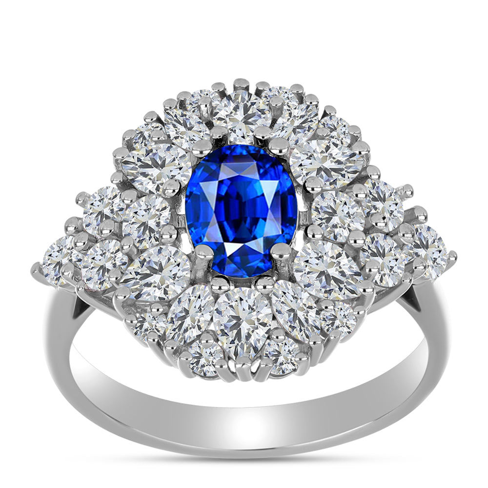Silberring mit australischem blauem Saphir und weißem Topas