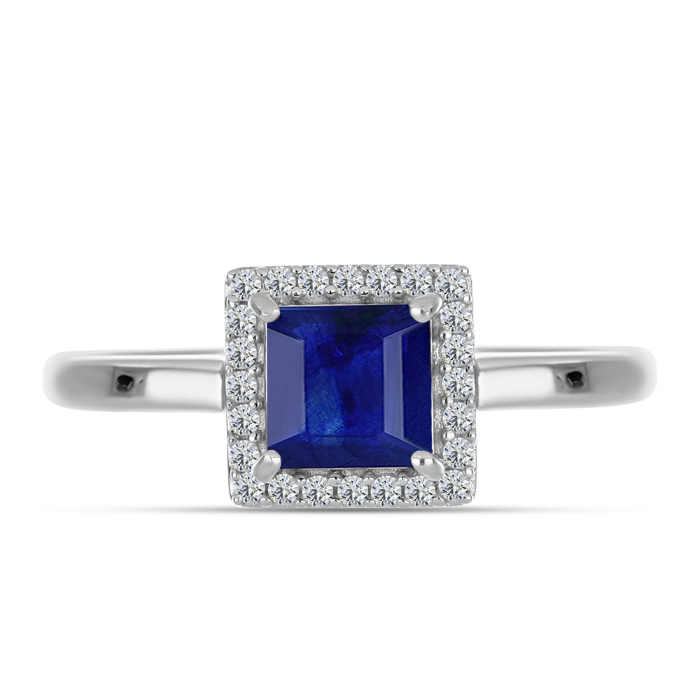 Silberring mit australischem blauem Saphir und weißem Topas 1 