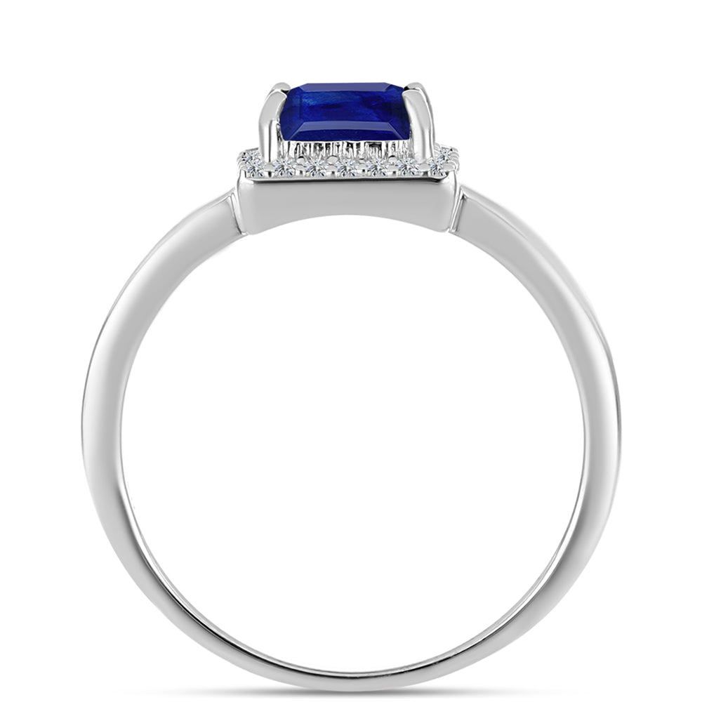 Silberring mit australischem blauem Saphir und weißem Topas 2 