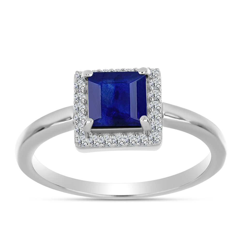Silberring mit australischem blauem Saphir und weißem Topas