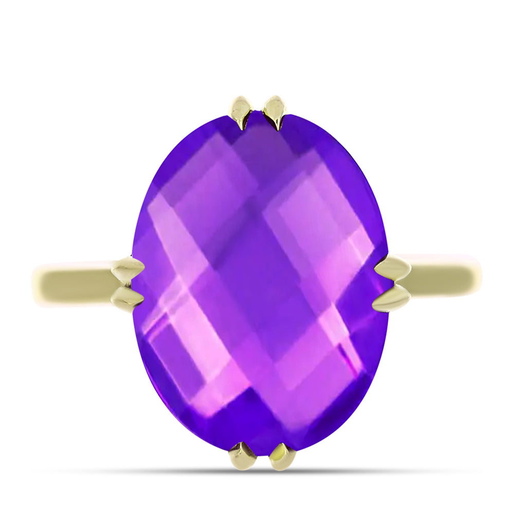 Goldplattierter Silberring mit lila Achat 1 