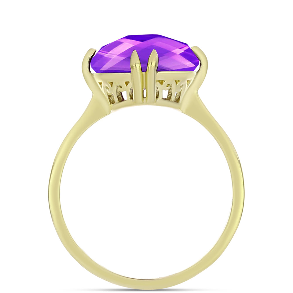 Goldplattierter Silberring mit lila Achat 2 