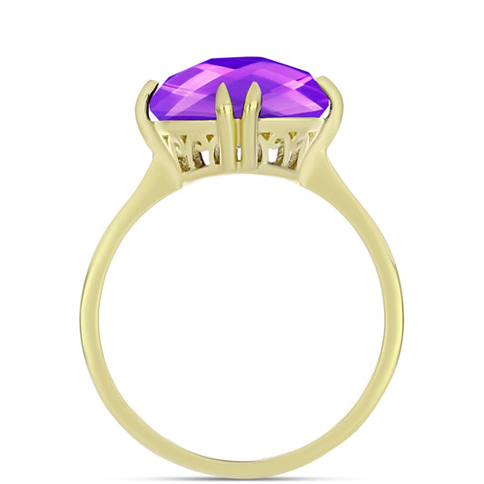 Goldplattierter Silberring mit lila Achat