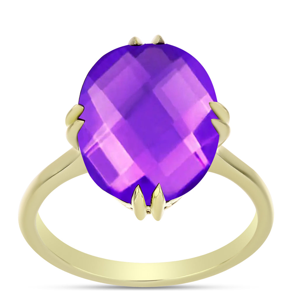 Goldplattierter Silberring mit lila Achat 3 