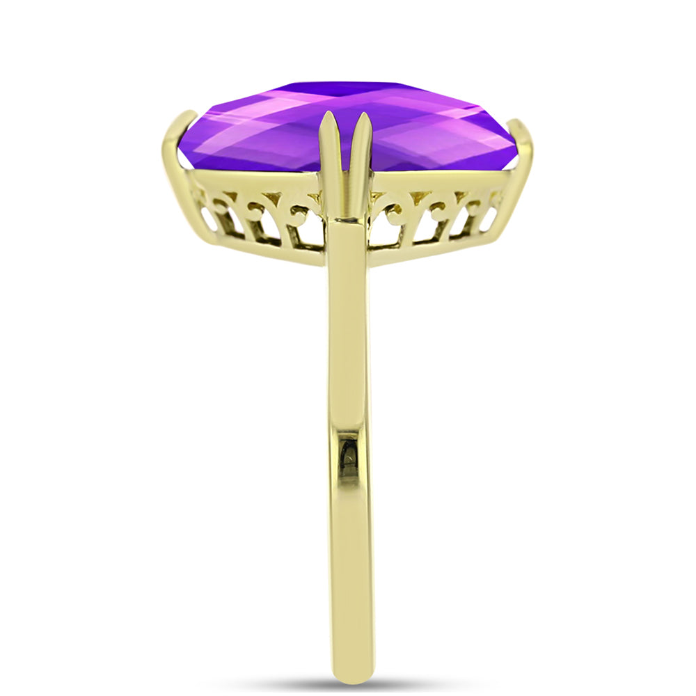 Goldplattierter Silberring mit lila Achat