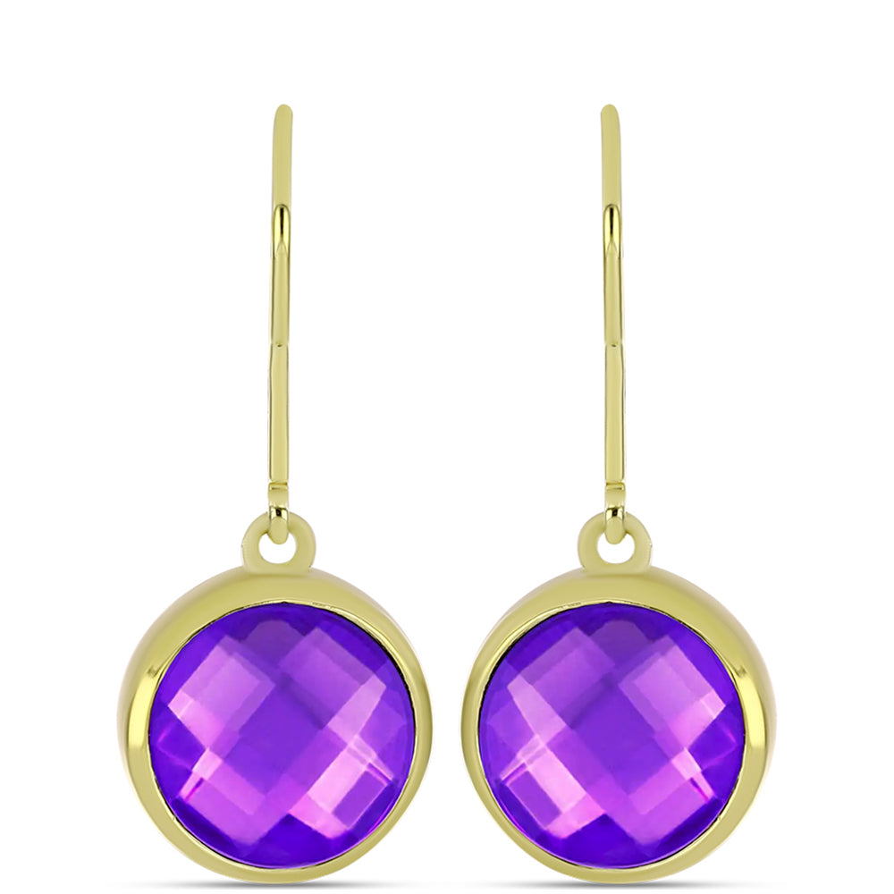Goldplattierte Silberohrringe mit lila Achat