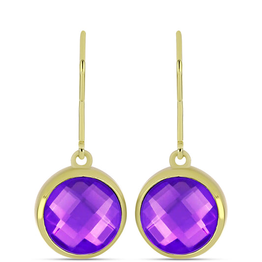 Goldplattierte Silberohrringe mit lila Achat