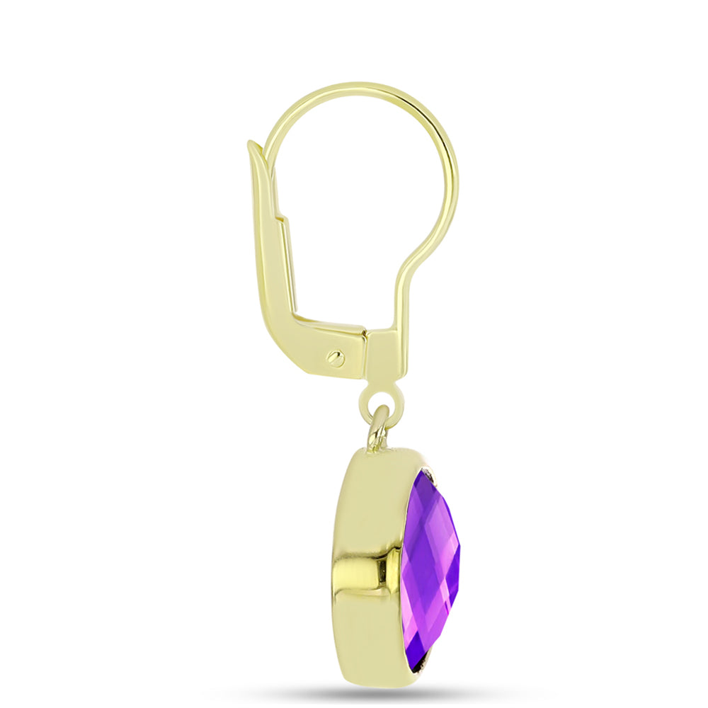 Goldplattierte Silberohrringe mit lila Achat 2 