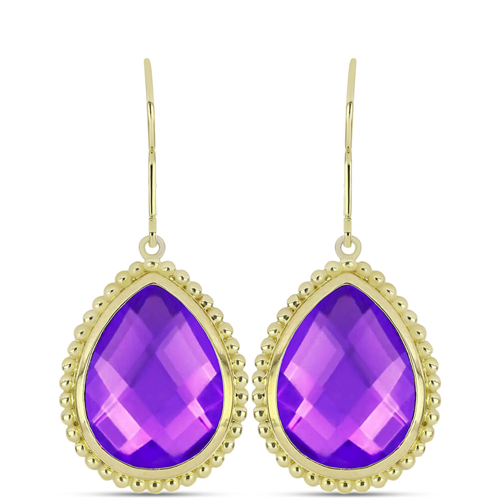Goldplattierte Silberohrringe mit lila Achat 1 
