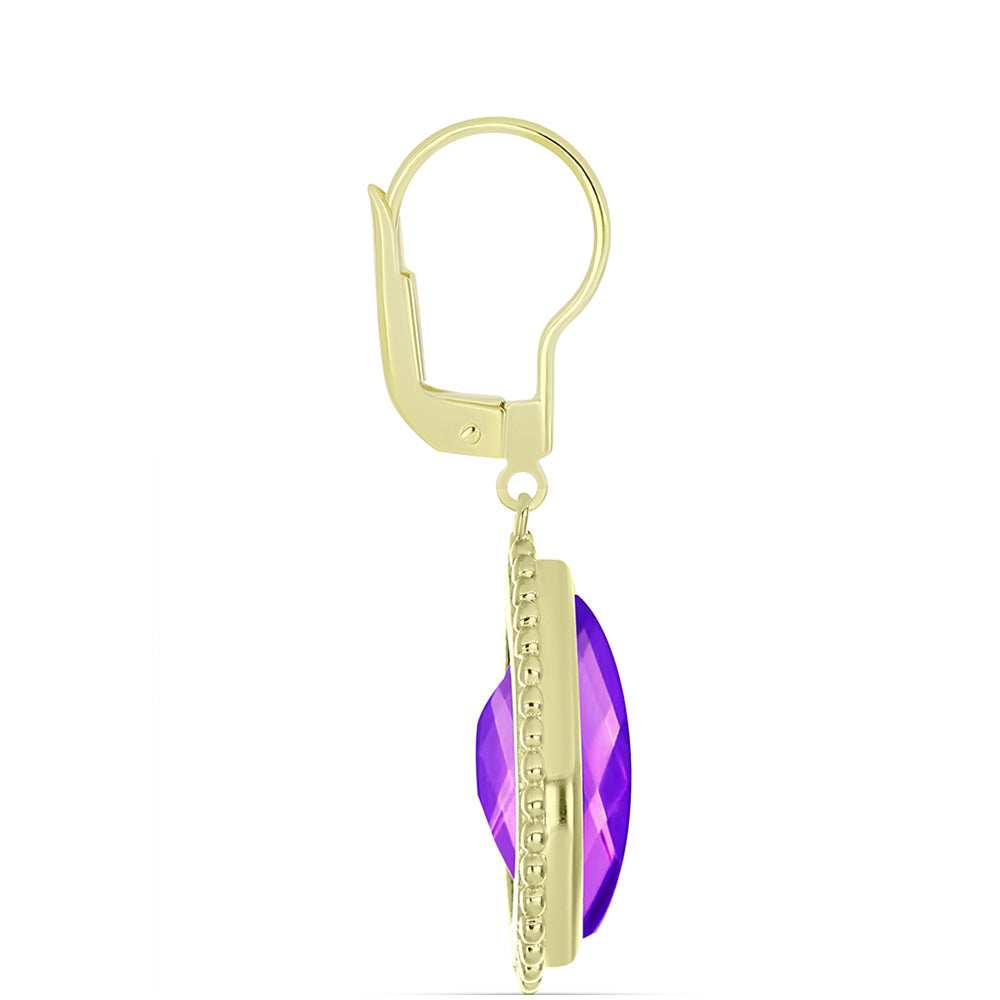 Goldplattierte Silberohrringe mit lila Achat 2 
