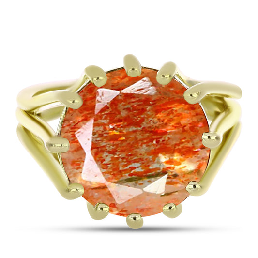 Goldplattierter Silberring mit Sonnenstein aus Oregon