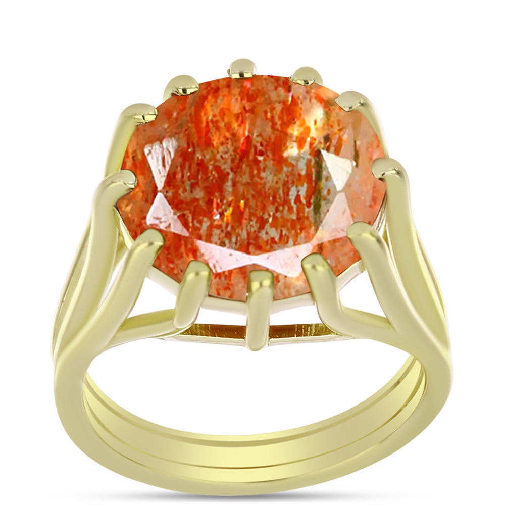 Goldplattierter Silberring mit Sonnenstein aus Oregon 3 