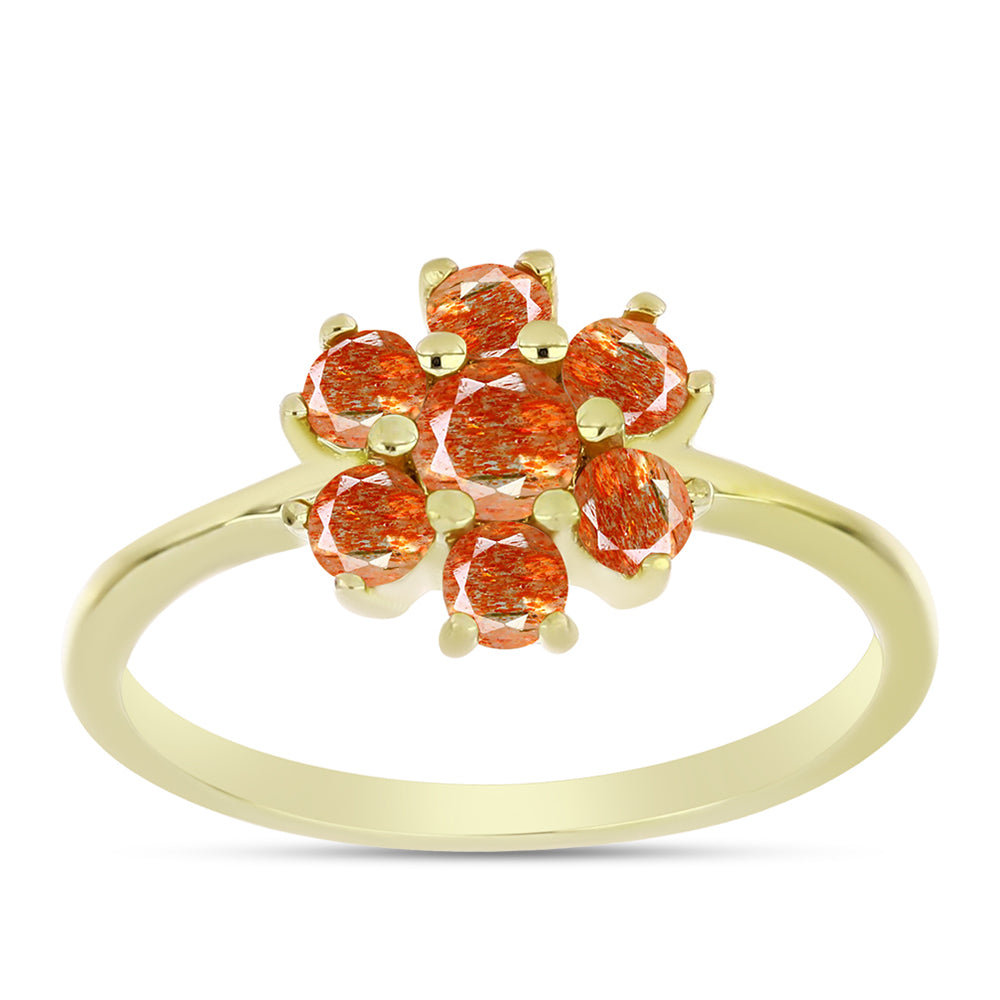 Goldplattierter Silberring mit Sonnenstein aus Oregon 3 