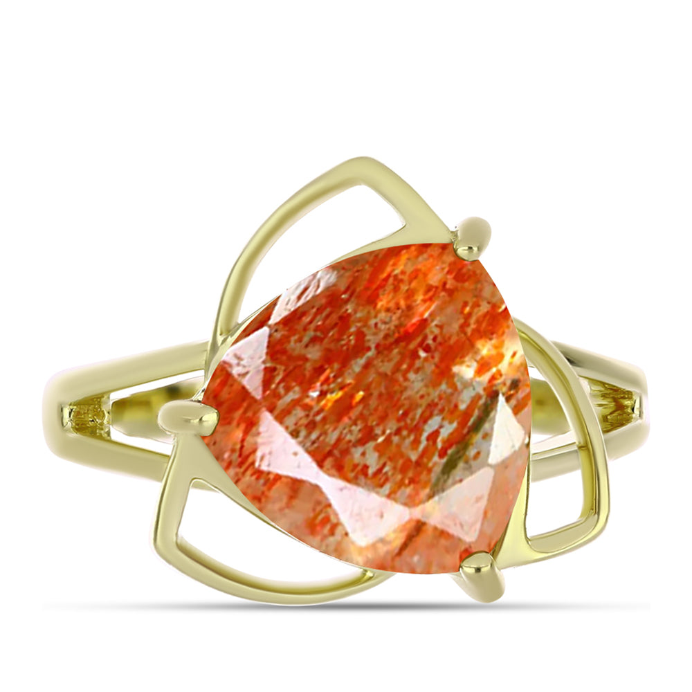 Goldplattierter Silberring mit Sonnenstein aus Oregon 1 