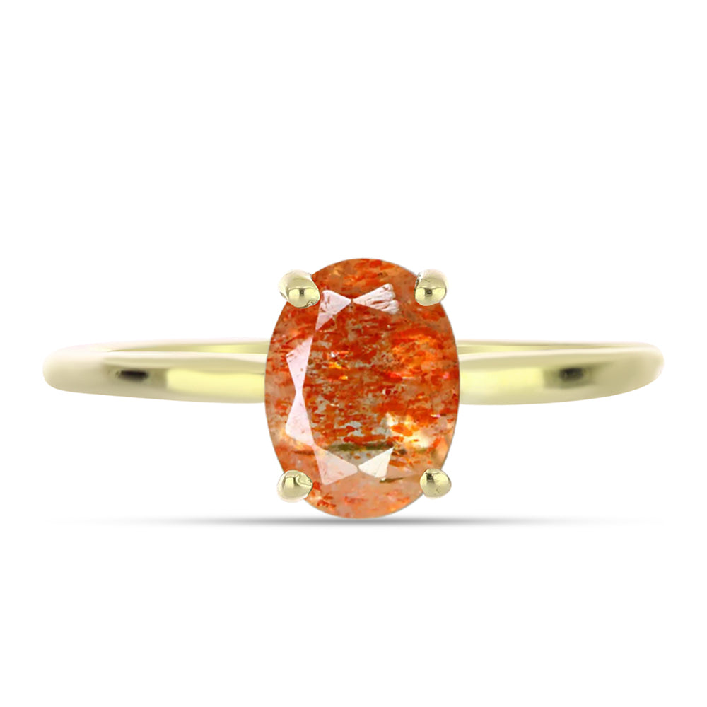 Goldplattierter Silberring mit Sonnenstein aus Oregon 1 