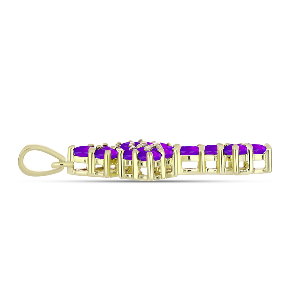 Goldplattierter Silberanhänger mit lila Achat 2 