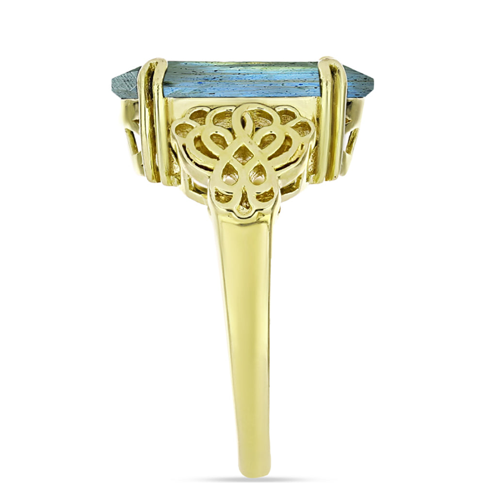 Goldplattierter Silberring mit Labradorit 8 