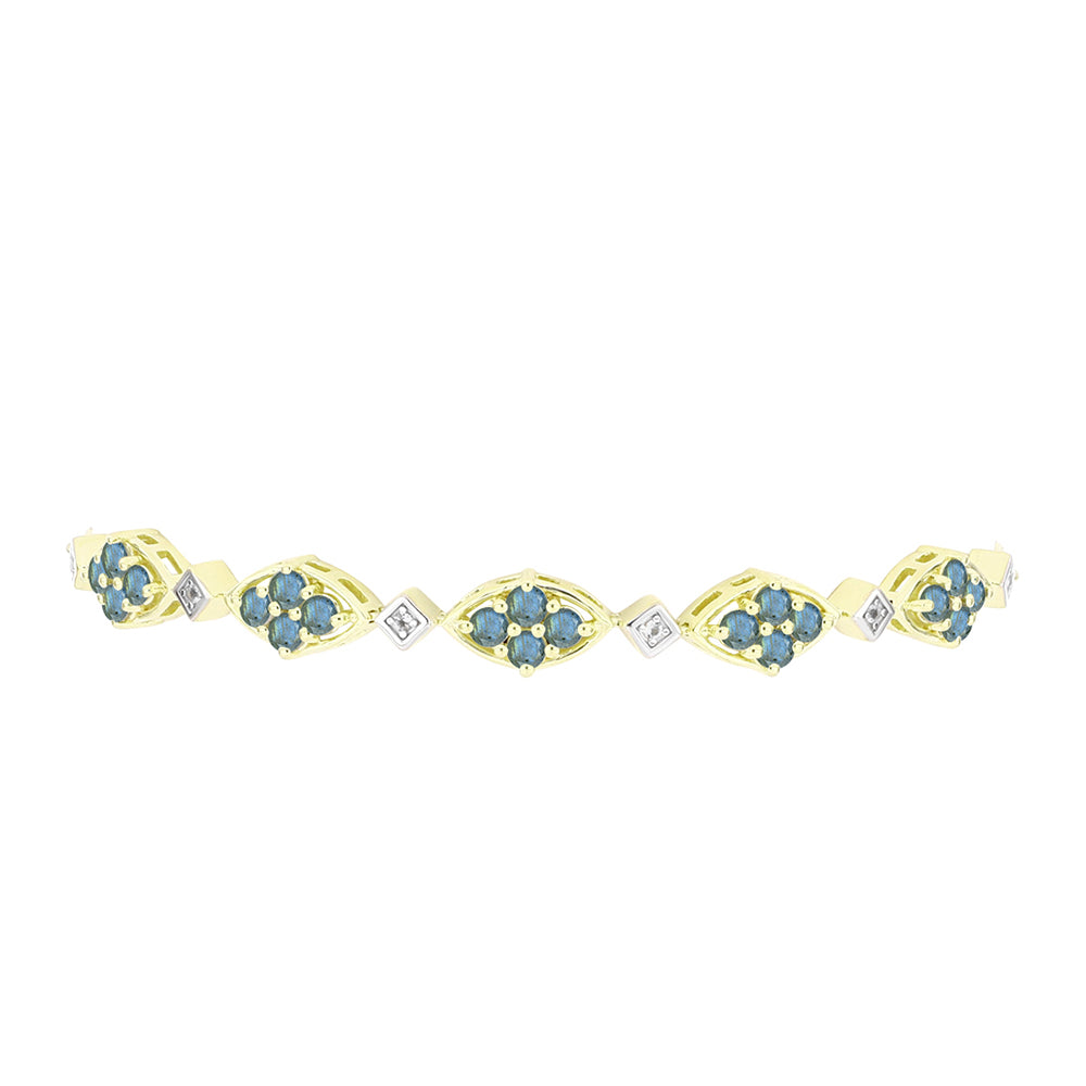 Goldplattiertes Silberarmband mit Labradorit und weißem Topas 2 