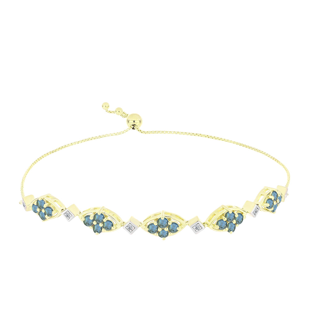 Goldplattiertes Silberarmband mit Labradorit und weißem Topas 1 