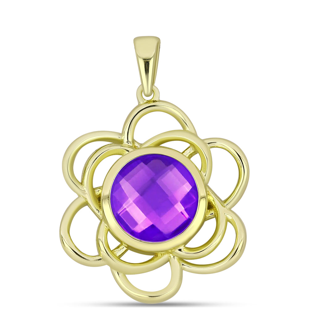Goldplattierter Silberanhänger mit lila Achat 1 