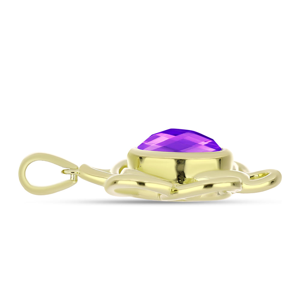 Goldplattierter Silberanhänger mit lila Achat 2 
