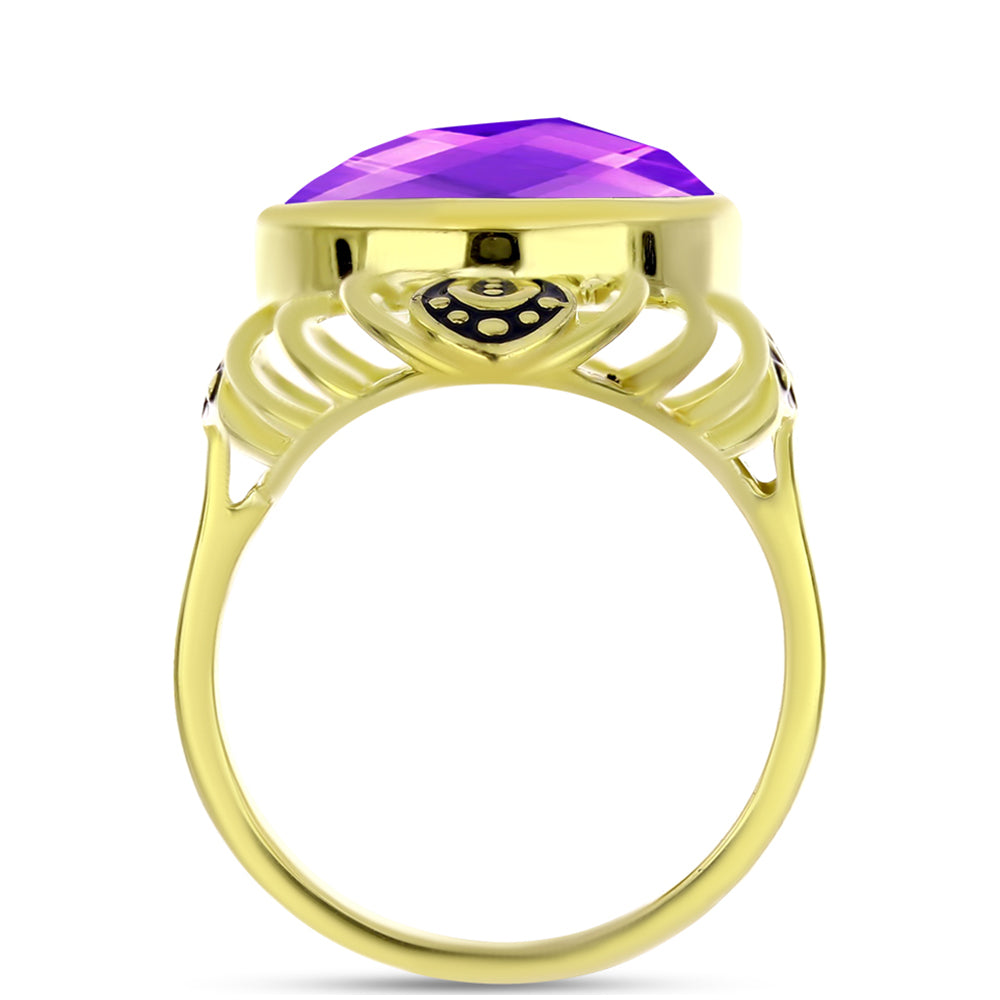 Goldplattierter Silberring mit lila Achat 2 