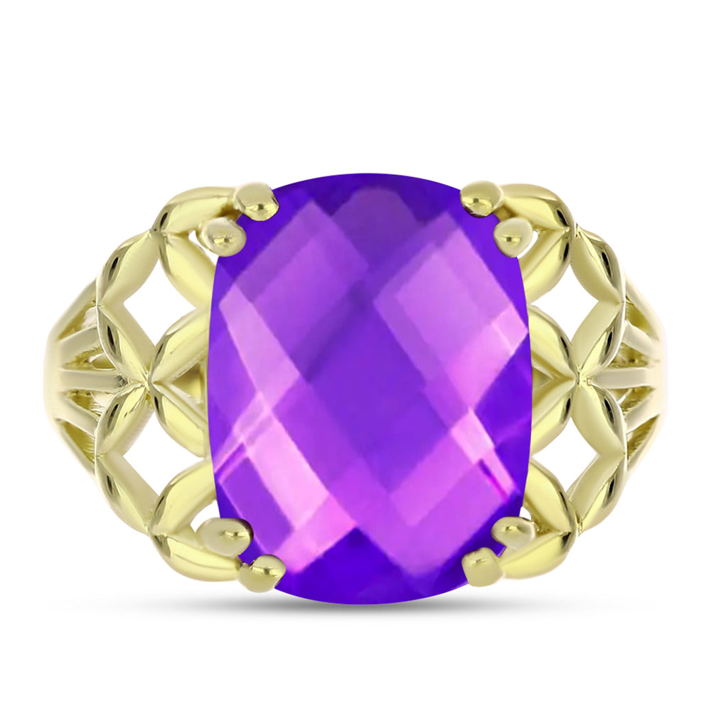 Goldplattierter Silberring mit lila Achat 1 