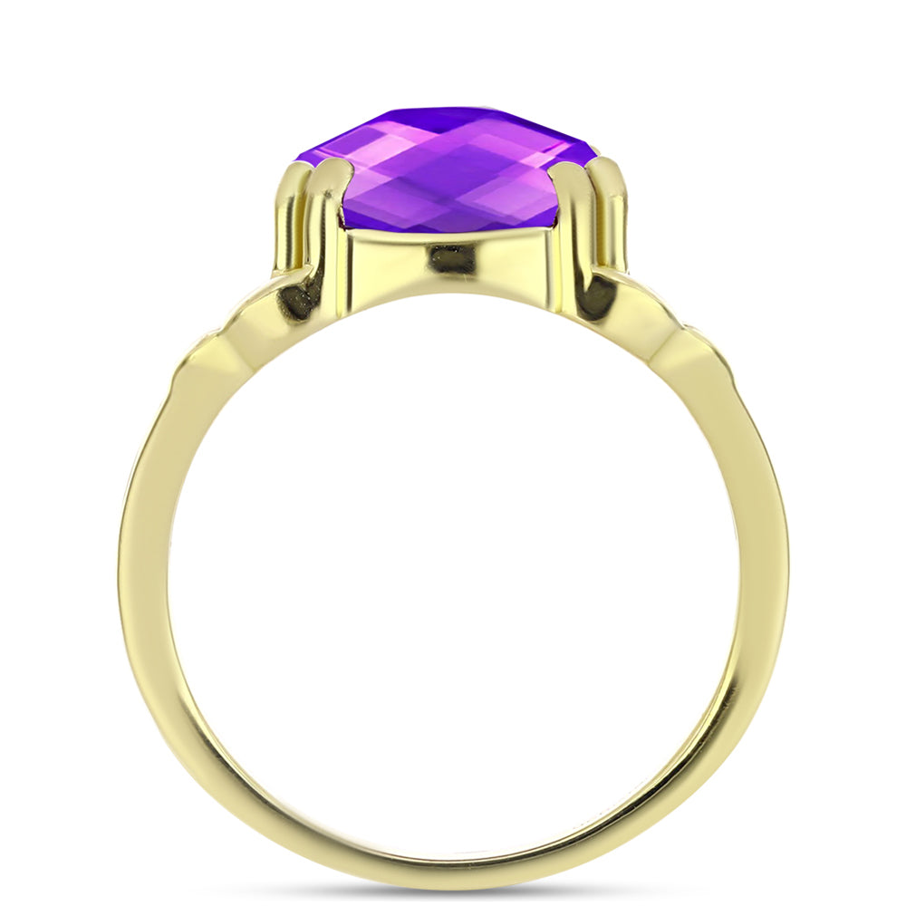 Goldplattierter Silberring mit lila Achat