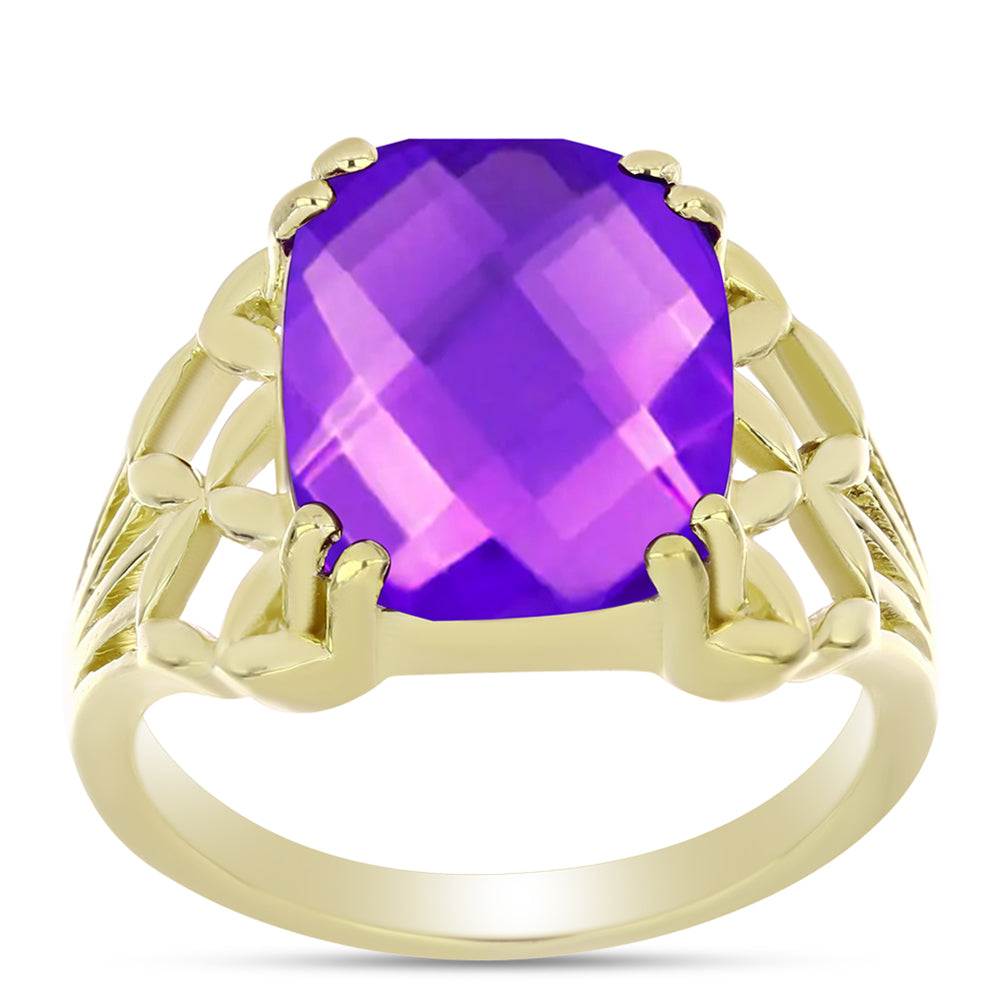 Goldplattierter Silberring mit lila Achat 3 