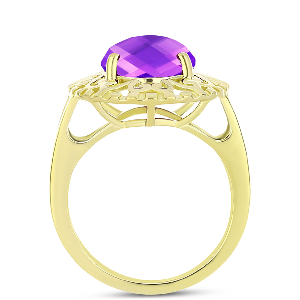 Goldplattierter Silberring mit lila Achat 2 