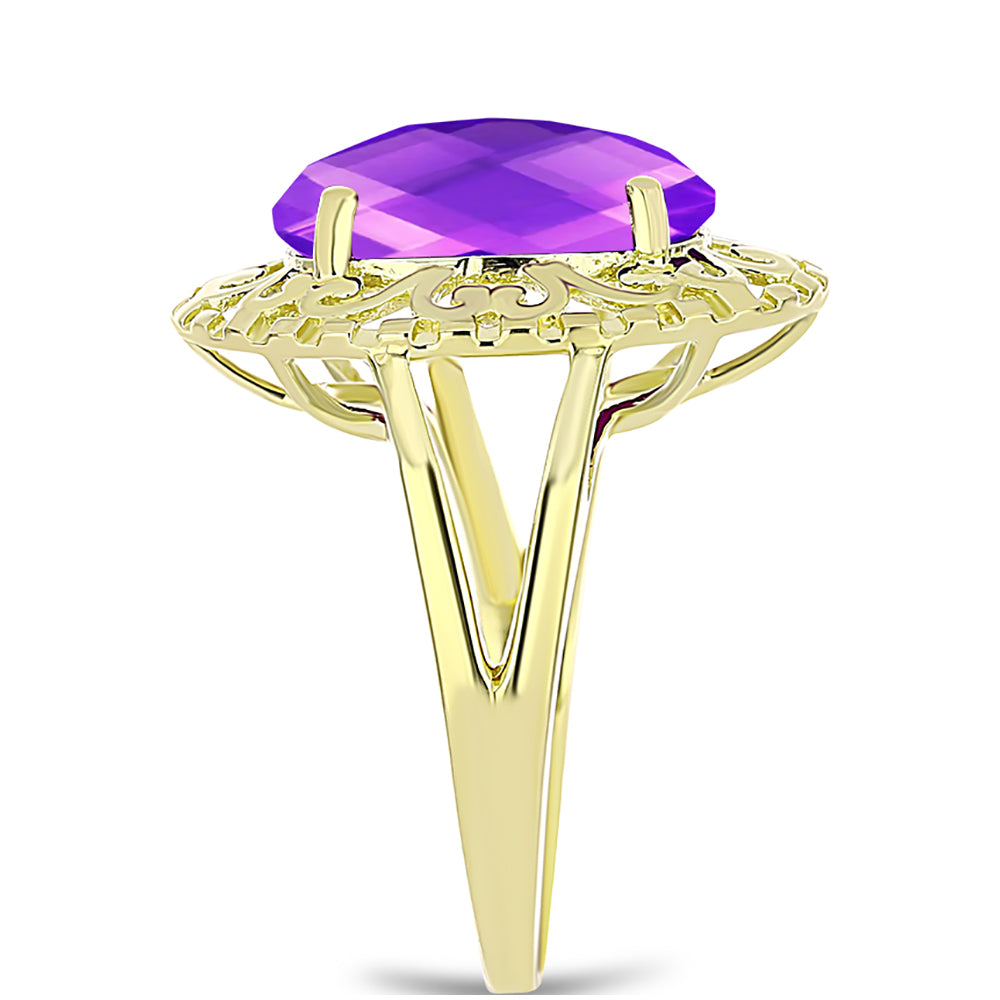 Goldplattierter Silberring mit lila Achat