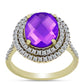 Goldplattierter Silberring mit lila Achat und weißem Topas