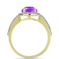 Goldplattierter Silberring mit lila Achat und weißem Topas