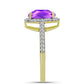 Goldplattierter Silberring mit lila Achat und weißem Topas
