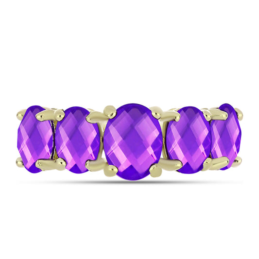 Goldplattierter Silberring mit lila Achat