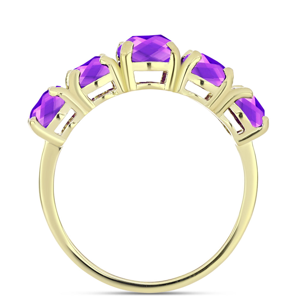 Goldplattierter Silberring mit lila Achat 2 