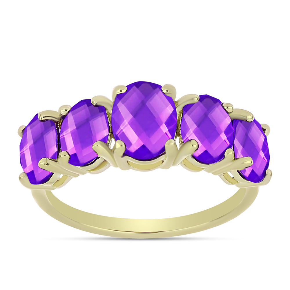 Goldplattierter Silberring mit lila Achat