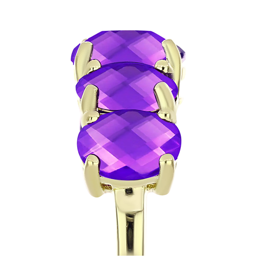 Goldplattierter Silberring mit lila Achat