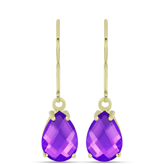 Goldplattierte Silberohrringe mit lila Achat